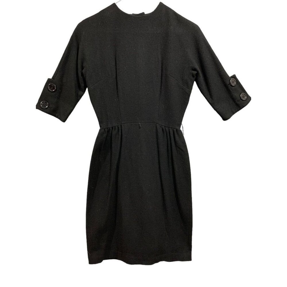 Youth Fair Women's Black A-Line Dress Half Sleeve 1960s Vintage Dress Size 7